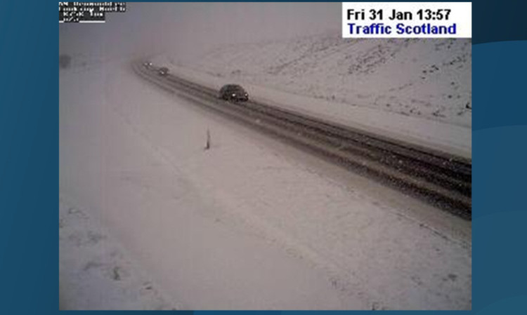 A recent photo showing snow at Drumochter this afternoon.