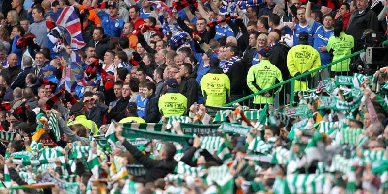 A general view of the segregation between Rangers and Celtic fans in the stands at Celtic Park