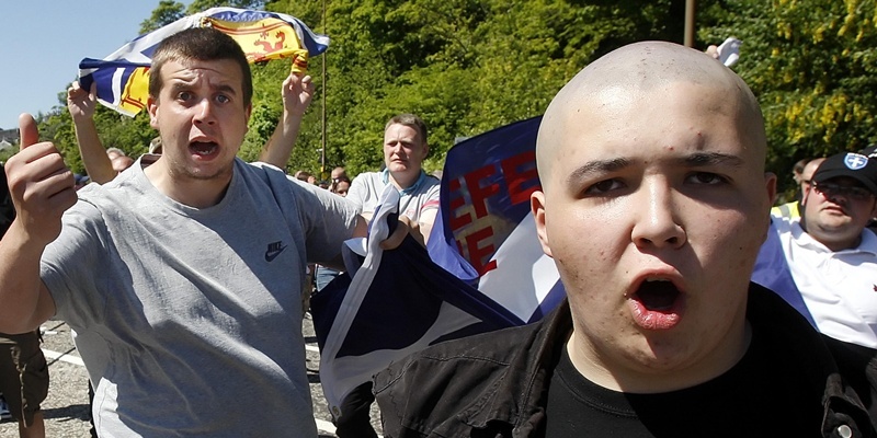 Members of the Scottish Defence League during a demonstration in Edinburgh.