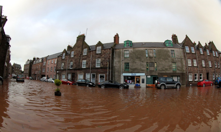 High Street in Stonehaven after flooding in December 2012.