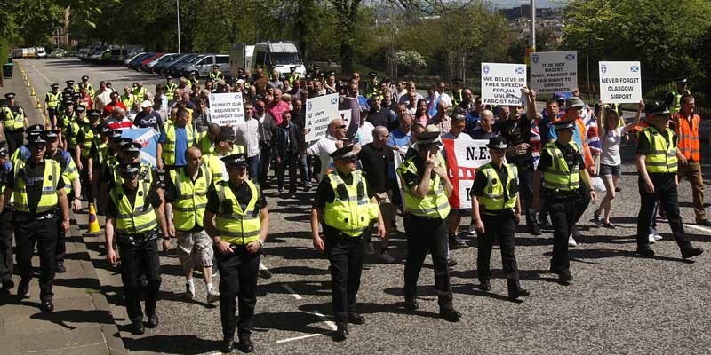 Members of the Scottish Defence League during a demonstration in Edinburgh.