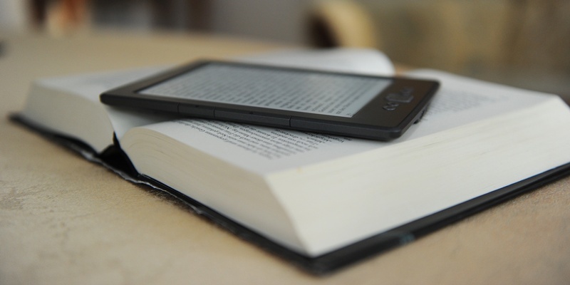 A amazon kindle ebook handheld device is pictured on a book in Berlin, Germany, 27 May 2012. Photo: Jens Kalaene