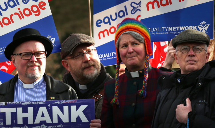 Equality Network gathered outside the Scottish Parliament.