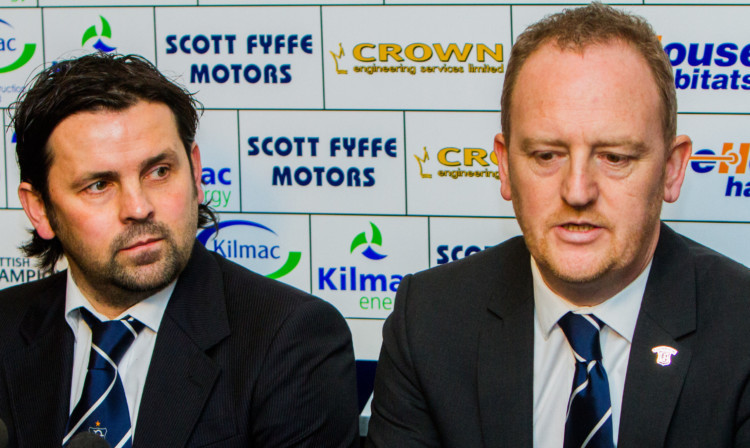 Paul Hartley alongside Scot Gardiner at Wednesday's press conference.