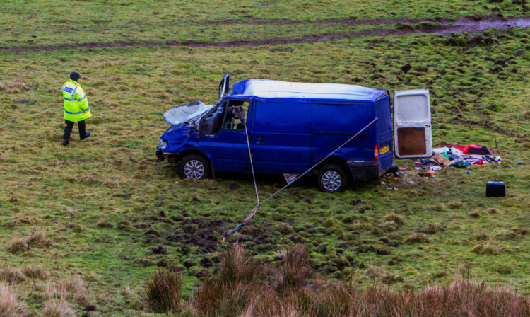 The van tumbled 500ft down the hill in Perthshire.