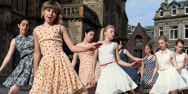 John Stevenson. Courier. 14/07/12. Dundee. The Dundee Dance Walk. Pic shows the Scottish Dance Teatre Youth Company  as they perfom at the McManus Gallery.