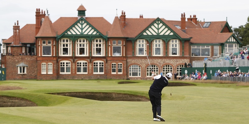 Scotland's Paul Lawrie chips down the 18th during day one of the 2012 Open Championship at Royal Lytham & St. Annes Golf Club, Lytham & St Annes.