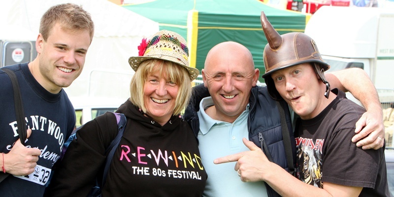 John Stevenson. Courier. 20/07/12. Perth. Scone Palace. The Rewind Festival. Pics to show the early arrivals . Pic shows l/r Ruairi McDonald, Clare Kerr, Rab Duncan and Peter Kerr all from Dunfermline.