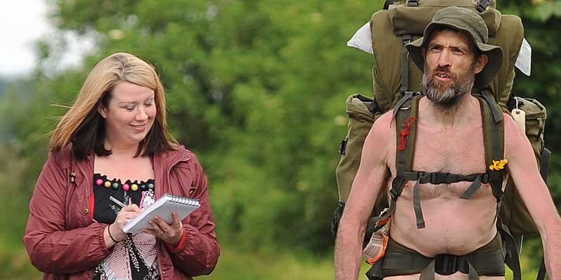 Charleen and the naked rambler enjoy the air