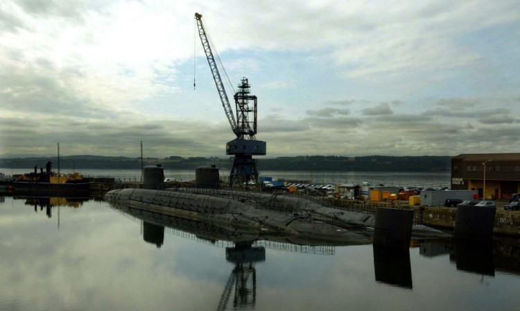 Decommissioned nuclear submarines at the Rosyth Dockyard.
