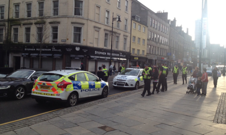 The police presence in Dundee on Sunday as officers moved in to arrest McClintock.