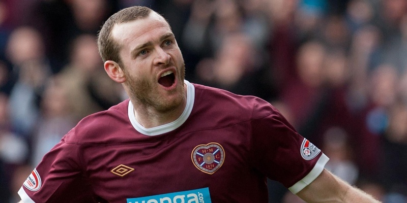 Heart of Midlothian's Craig Beattie celebrates scoring the opening goal during the Clydesdale Bank Scottish Premier League match at Tynecastle Stadium, Edinburgh.