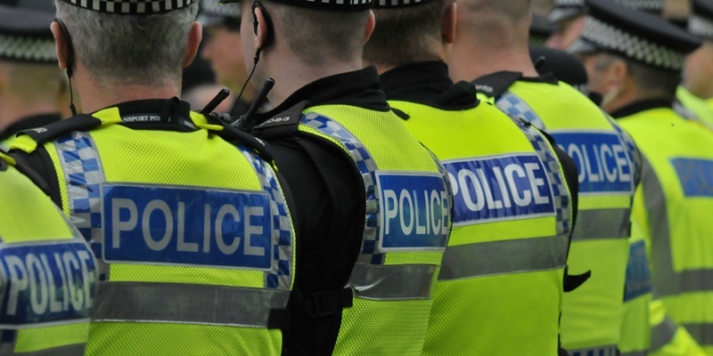 Kim Cessford - 31.08.12 - pictured at the stand off between the SDL and opponents of the SDL outside Dundee Parish Church are some of the heavy police presence to prevent trouble