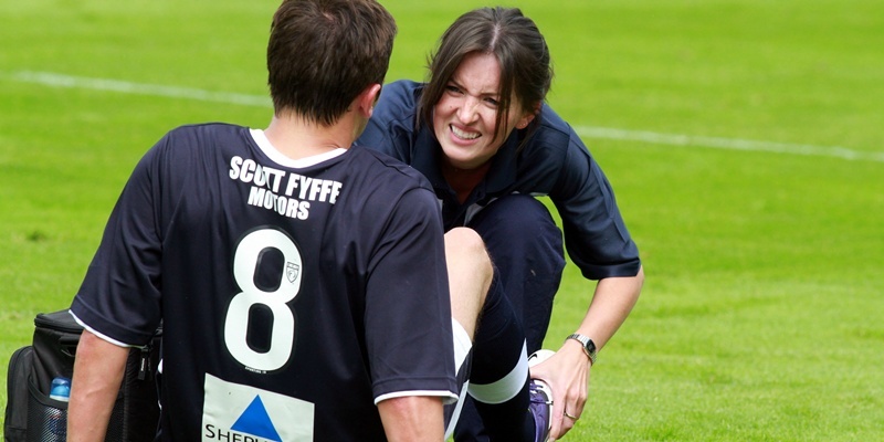 Football, pre-season friendly, Dundee v Dundee United.      Kevin McBride injured