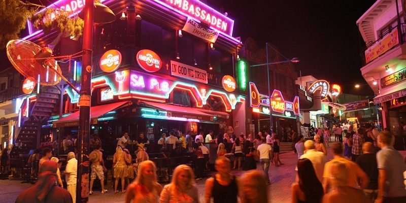 One of the main strips in Ayia Napa, Cyprus.