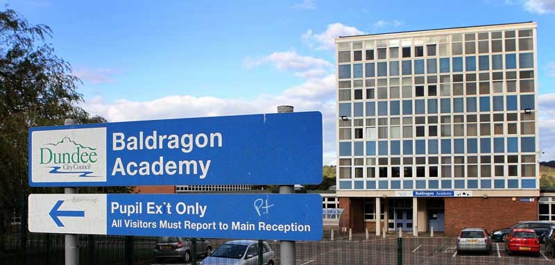 Building exterior of Baldragon Academy, Dundee.