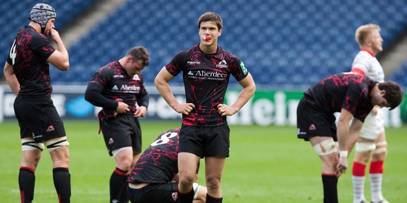 The disappointment shows on the face of Edinburgh's players after a 45-0 defeat by Saracens during the Heineken Cup Pool One match at Murrayfield Stadium, Edinburgh.