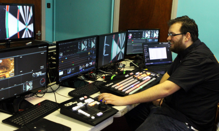 British Eurosport setting up for the darts from Glenrothes.