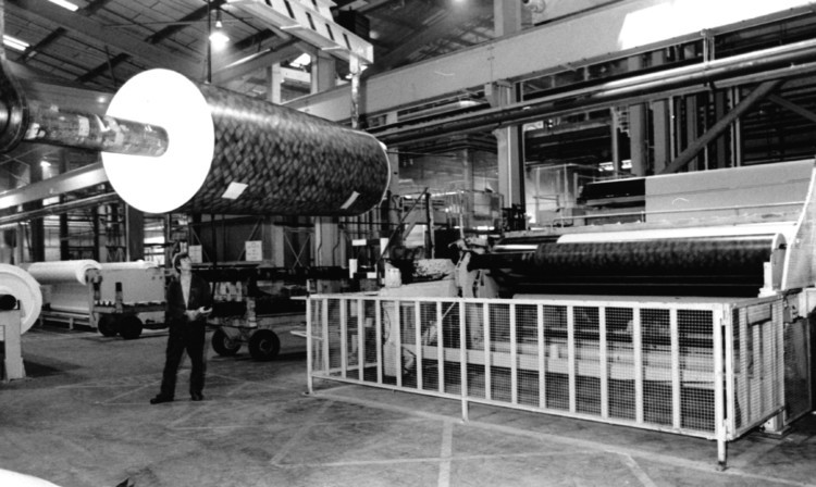 Linoleum being produced at Nairn's in the 1980s.