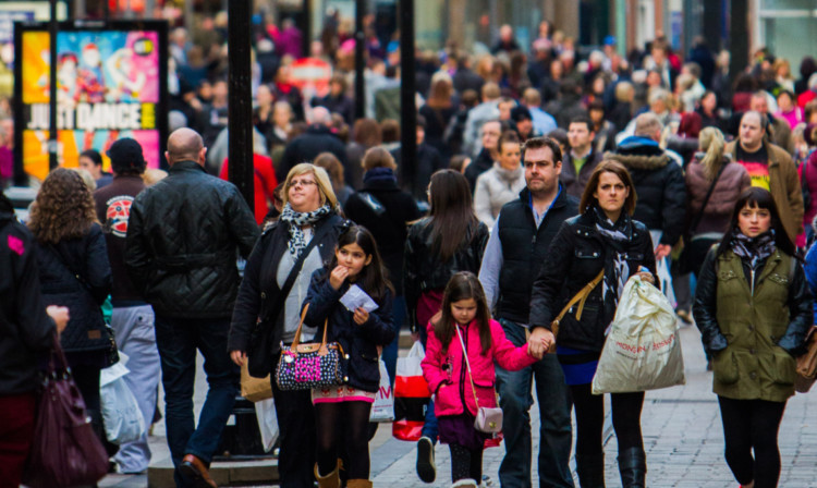 Shoppers on a busy Saturday afternoon in the Murraygate.