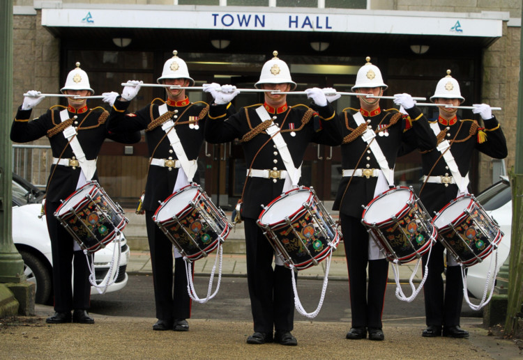 Members of the Royal Marines Concert Band Scotland visited Montrose to perform with some of the best young musicians in Angus.