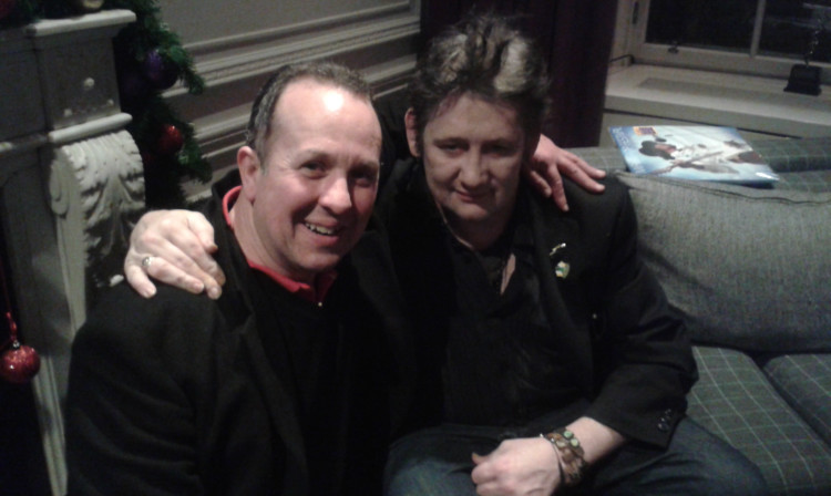 Author Calum Bruce with Pogues frontman Shane MacGowan.