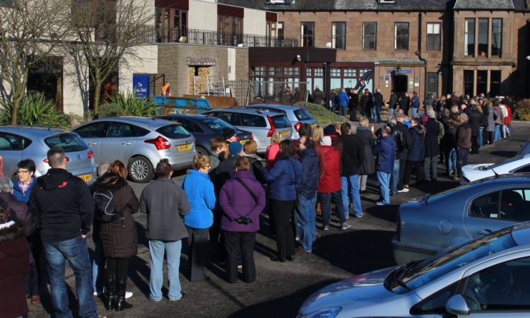 Queues outside the Links Hotel in Montrose minutes before tickets went on sale.