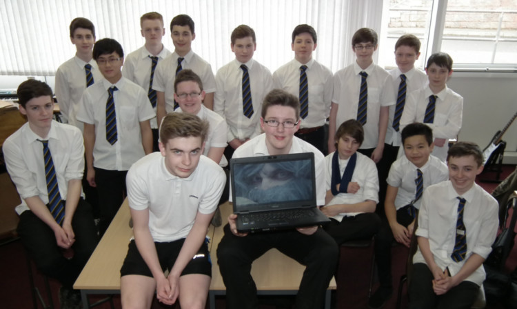 The pupils of the enterprise class with Joseph Hollas, front, left.