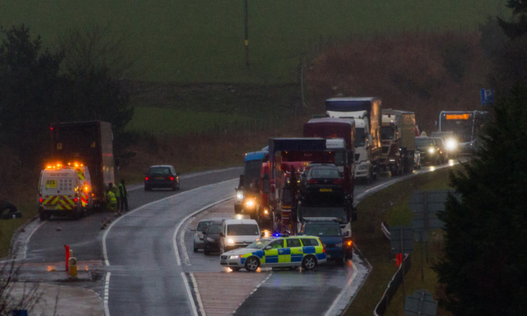 The aftermath of an accident on the A9.