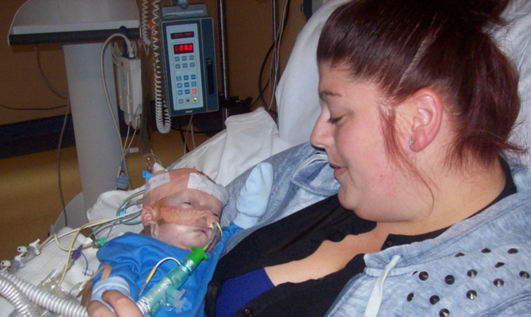 Peyton with his mum Zoe last year.