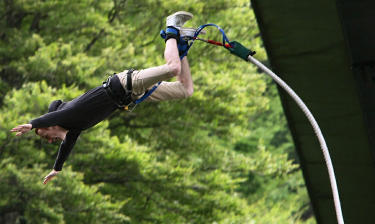 An adventure sports enthusiast takes the plunge at Highland Bungees site at Killiecrankie.