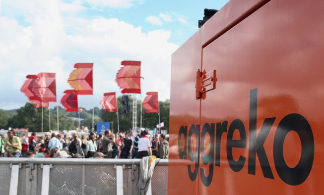 Temporary power supplier Aggreko  which plays a key part in events such as the  Glastonbury music festival  revealed a small fall in overall revenues and a drop off in pre-tax profits.