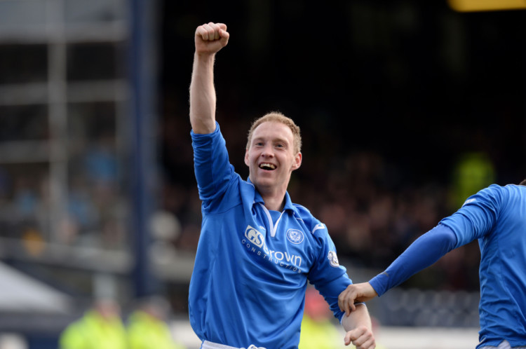 Steven Anderson celebrates after scoring St Johnstone's third goal of the game