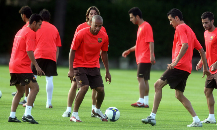 Barcelona stars trained at the university during their visit to Scotland in 2008.