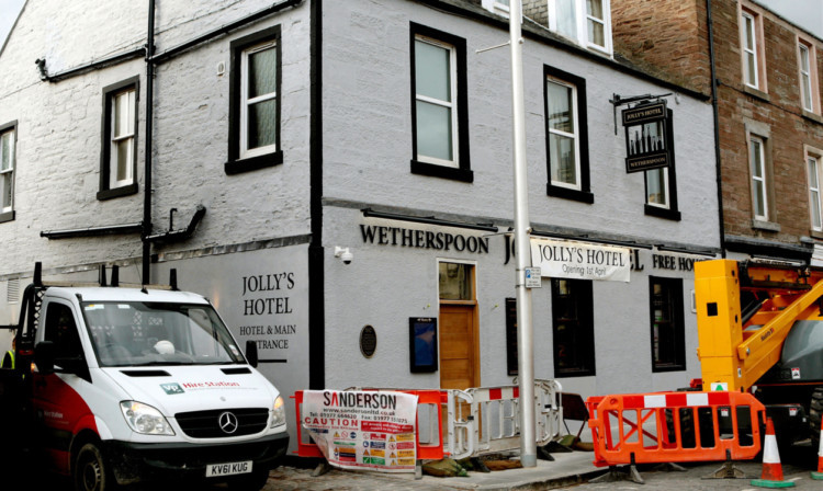 Work on the refurbishment of Jollys Hotel in Broughty Ferry nears completion. It is one of between 40 and 50 new sites JD Wetherspoon expects to open in the second half of the financial year.