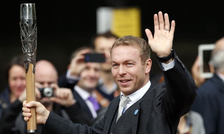 Sir Chris Hoy sending the baton off on its tour of the Commonwealth last year.