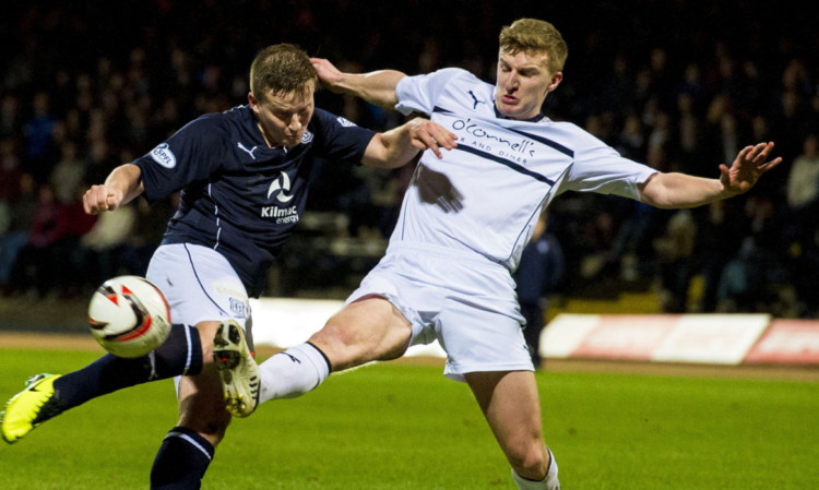 Dundee striker Steven Doris in action against Raith Rovers in what was his first start since September.