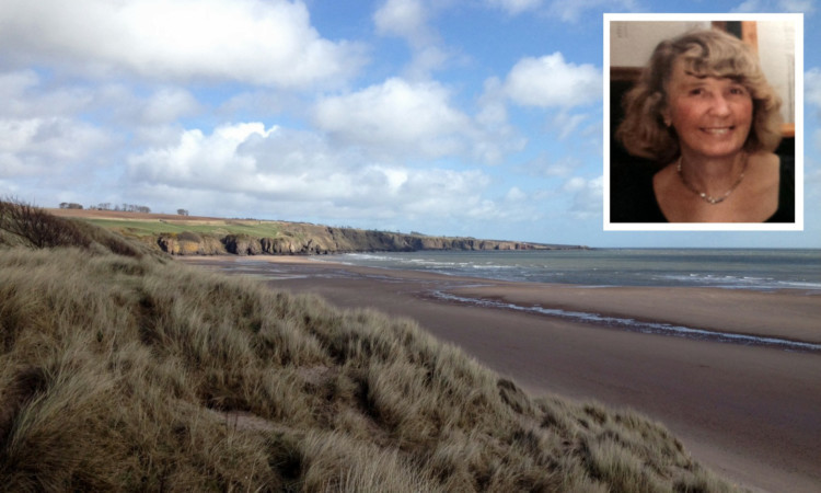 The Lunan Bay area where teams have been searching for Joyce Howie (inset).