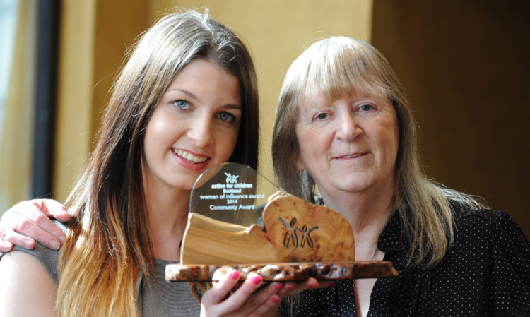 Kimberley Low with her Action for Children Scotlands Woman of Influence Award and her proud gran, Jeanette.