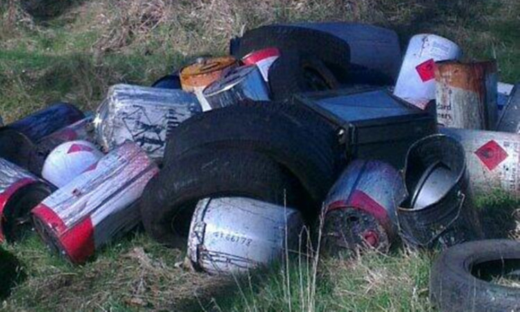 Rubbish left behind by fly-tippers.