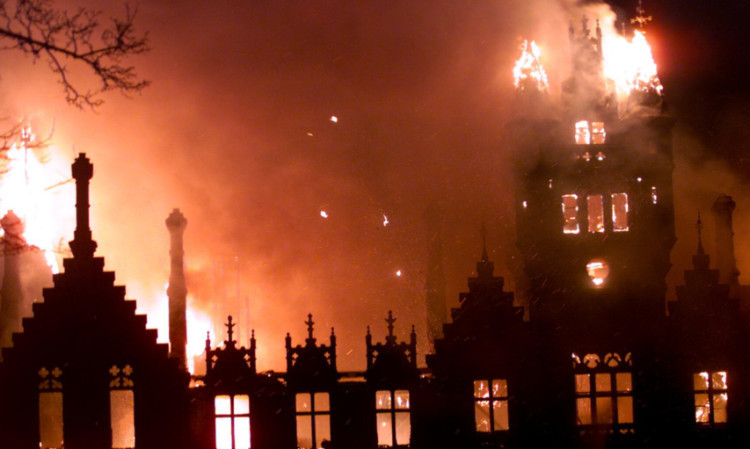 The fire raging on the night of March 21 2001.