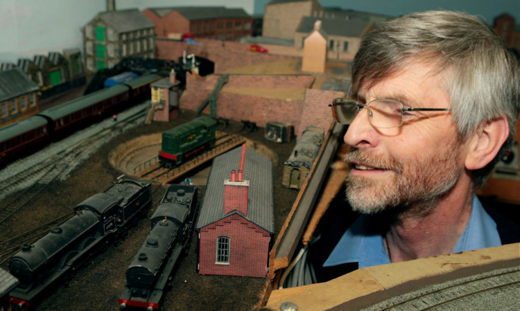 Ken Morris with his model railway layout.