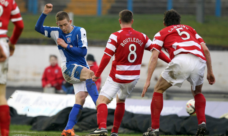 Thomas OBrien fires his late equaliser past the Accies defence to earn Jimmy Nicholls side a deserved point.