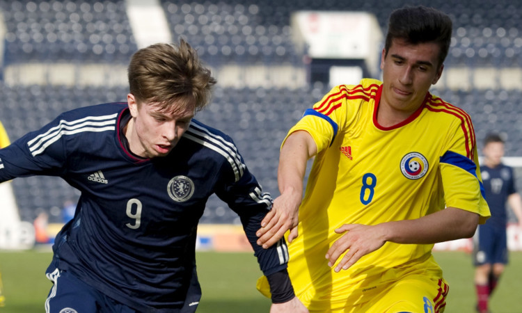 Craig Wighton in action for Scotland U17s against Romania last week.