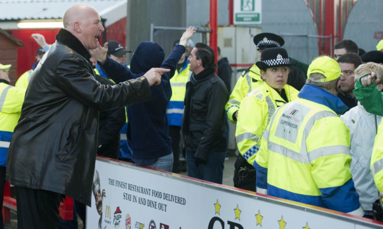 Then Dundee manager John Brown performed his own crowd control during last November's match at Hamilton.