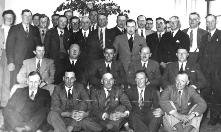 A photograph believed to have been taken on a Forfar branch day trip sometime in the 1950s, possibly to the Aberdeen area.