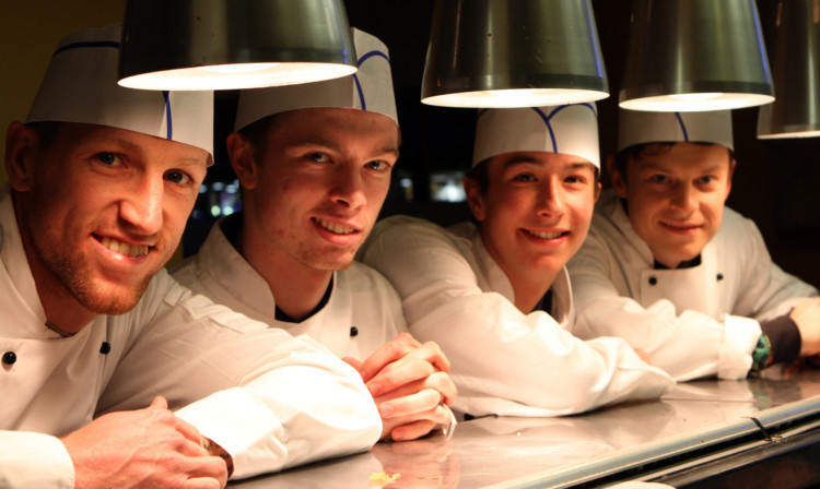 Iain Davidson, Craig Wighton, Cammy Kerr and Nicky Riley in their chef's whites.