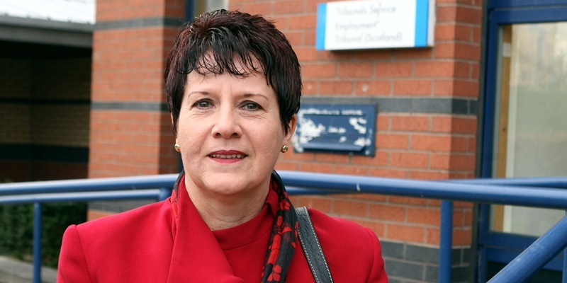 Former Dundee head teacher Linda Ross arriving at the employment tribunal, Dundee.