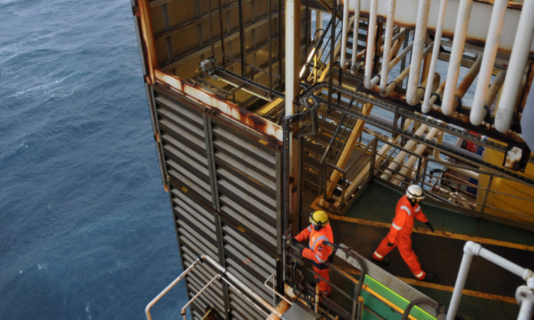 Workers on a North Sea oil rig. Skills remain an issue for the industry, the Bank of Scotland said.