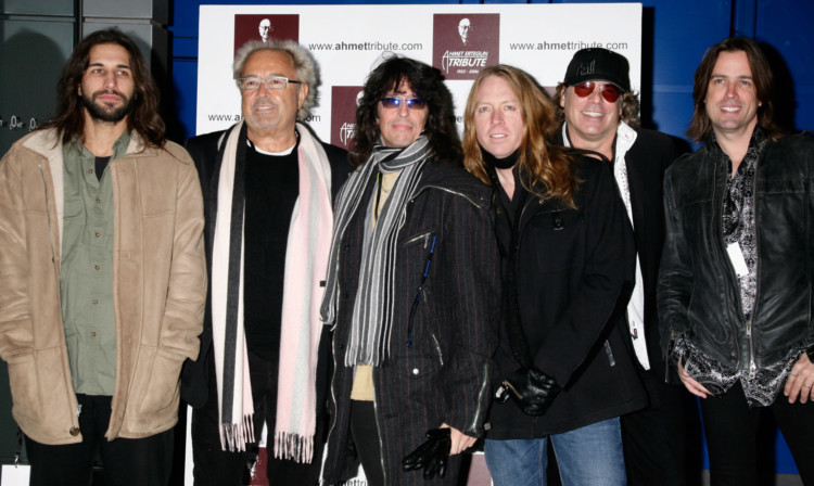Mick Jones (second left) and his band Foreigner.